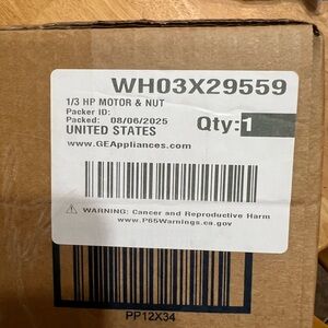 GE WH03X29559 Washer Motor 1/3 HP OEM NEW IN BOX